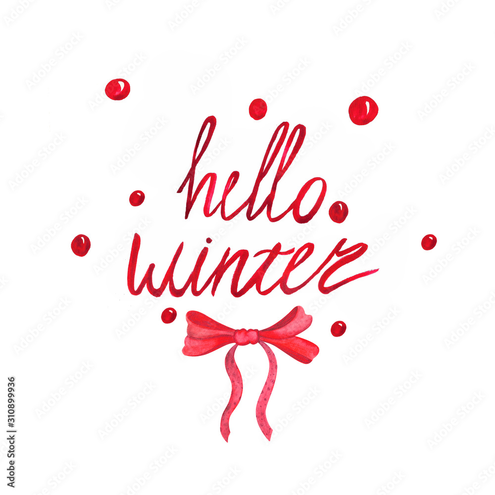 watercolor christmas card and letter hello winter