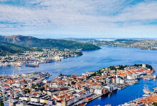 magnificent view of the port of Bergen in Norway