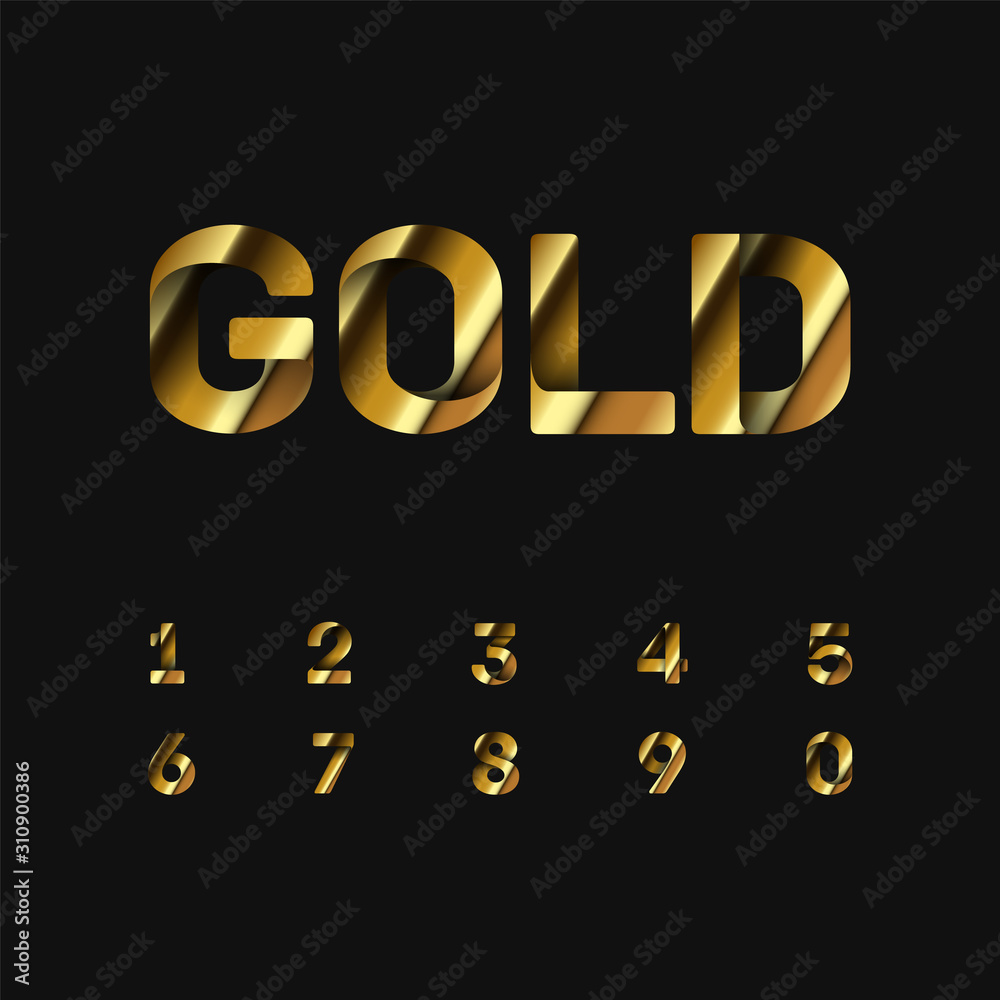 Gold folded fontset, vector illustration Gold folded fontset, vector illustration