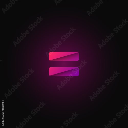 Pink paper folded character from a typeset, vector illustration