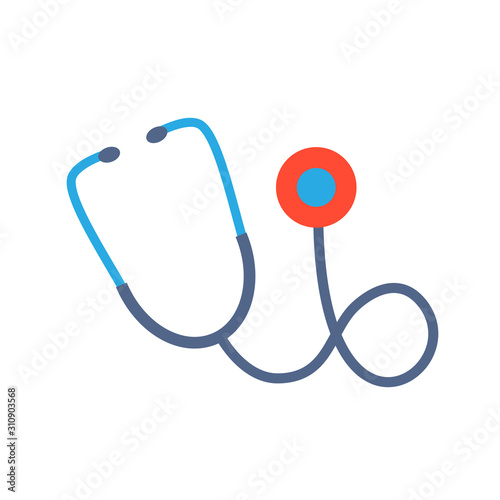 Stethoscope icon vector, diagnostic symbol. Doctor item, hospital pictogram, flat vector sign isolated on white background. Simple vector illustration for graphic and web design.