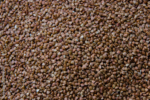 Background of dry buckwheat full frame horizontal