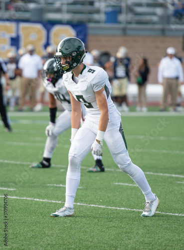 Football player in action during a game in South Texas