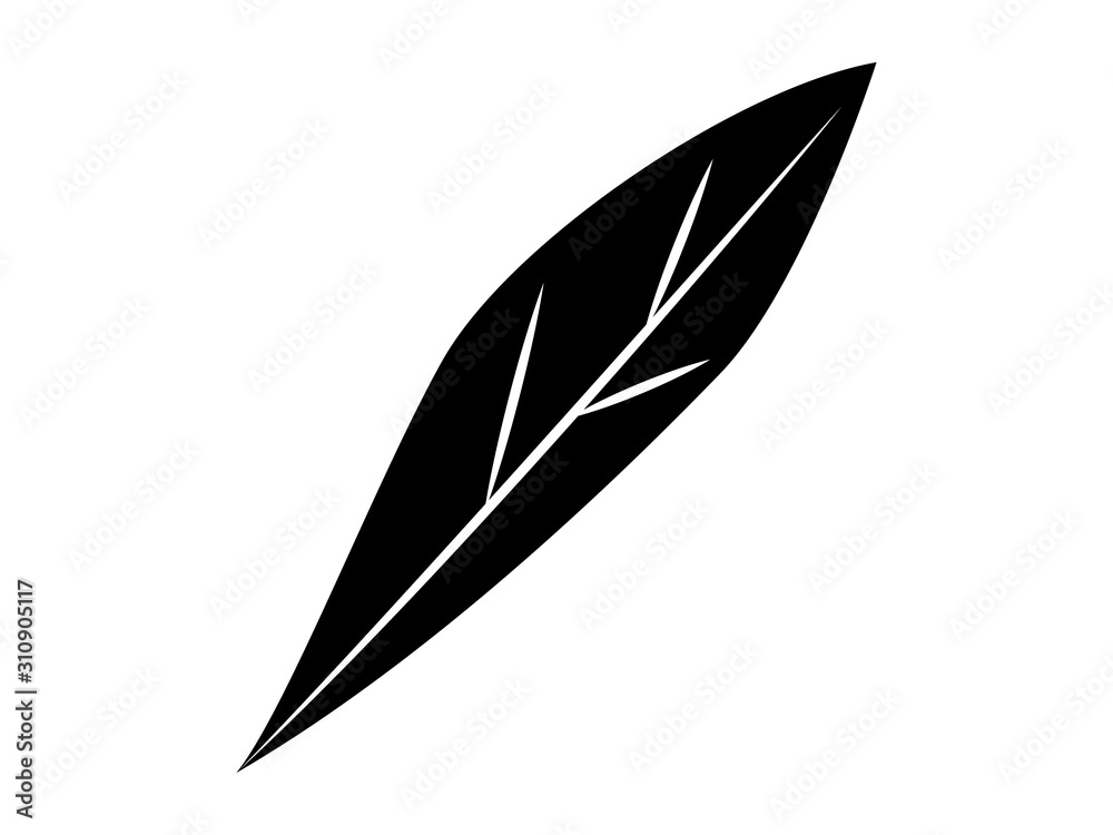 白黒の植物（葉っぱ）のデザイン