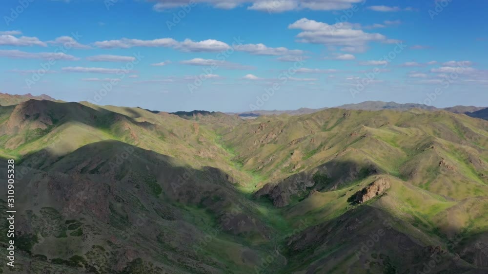 Aerial view of mountains landscape in Yol Valley, Mongolia, 4k Aerial view of mountains landscape in Yol Valley, Mongolia, 4k