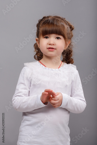 Young model in a white jacket