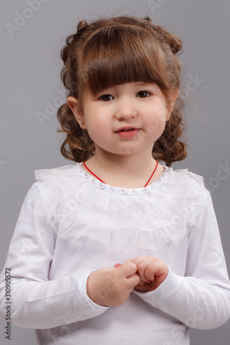 Young model in a white jacket