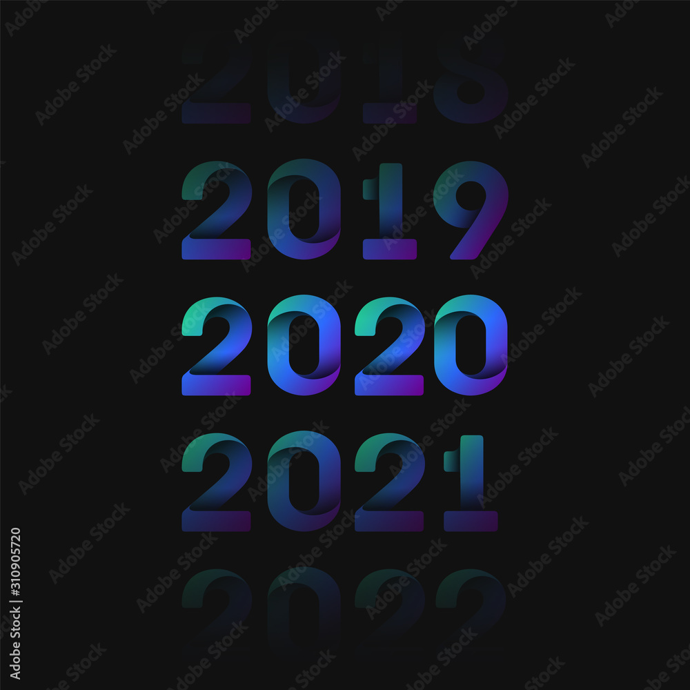 Blue and folded '2019/20' for the new year, vector illustration Blue and folded '2019/20' for the new year, vector illustration