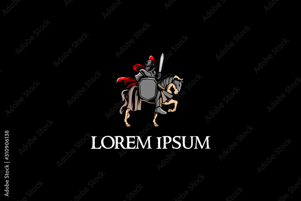 Knight with armored horse vector illustration Stock Vector | Adobe Stock