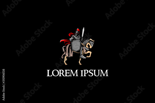 Knight with armored horse vector illustration