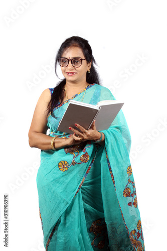 Indian Teacher on White Background