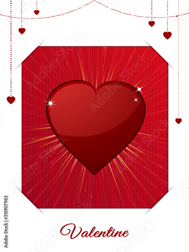 Valentine white and red card