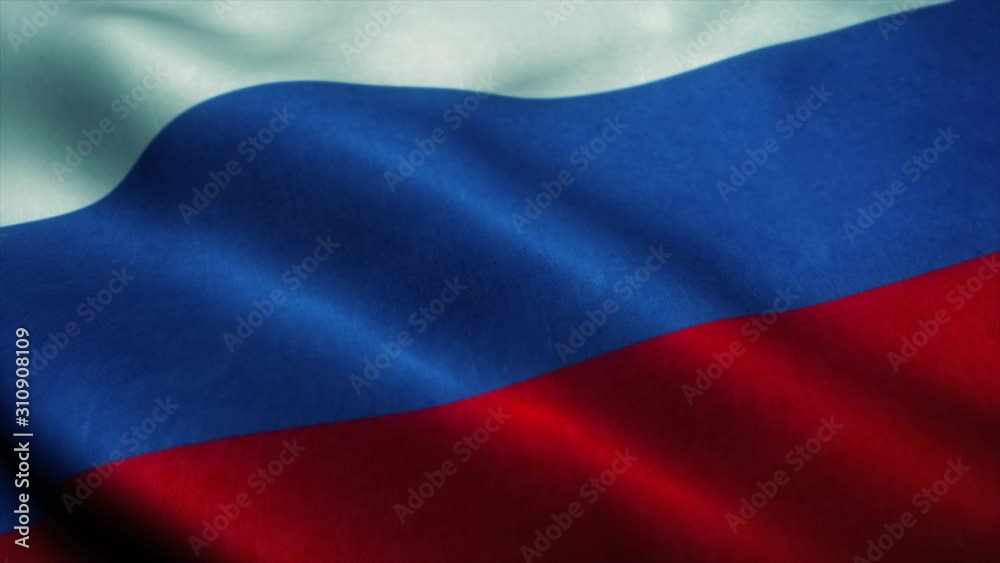 Detailed 3d rendering closeup of the flag of Russia. Flag has a detailed realistic fabric texture