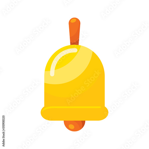 Golden bell. Graphic color sketch icons in flat style. Isolated. Vector illustration.