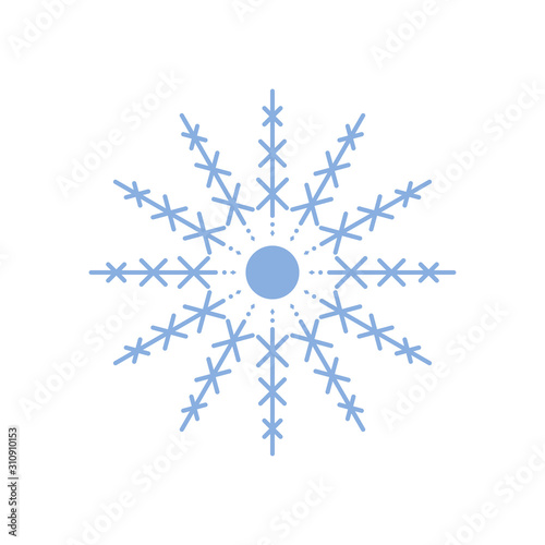 Snowflake flat vector icon isolated on a white background.