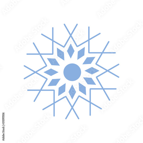 Snowflake flat vector icon isolated on a white background.