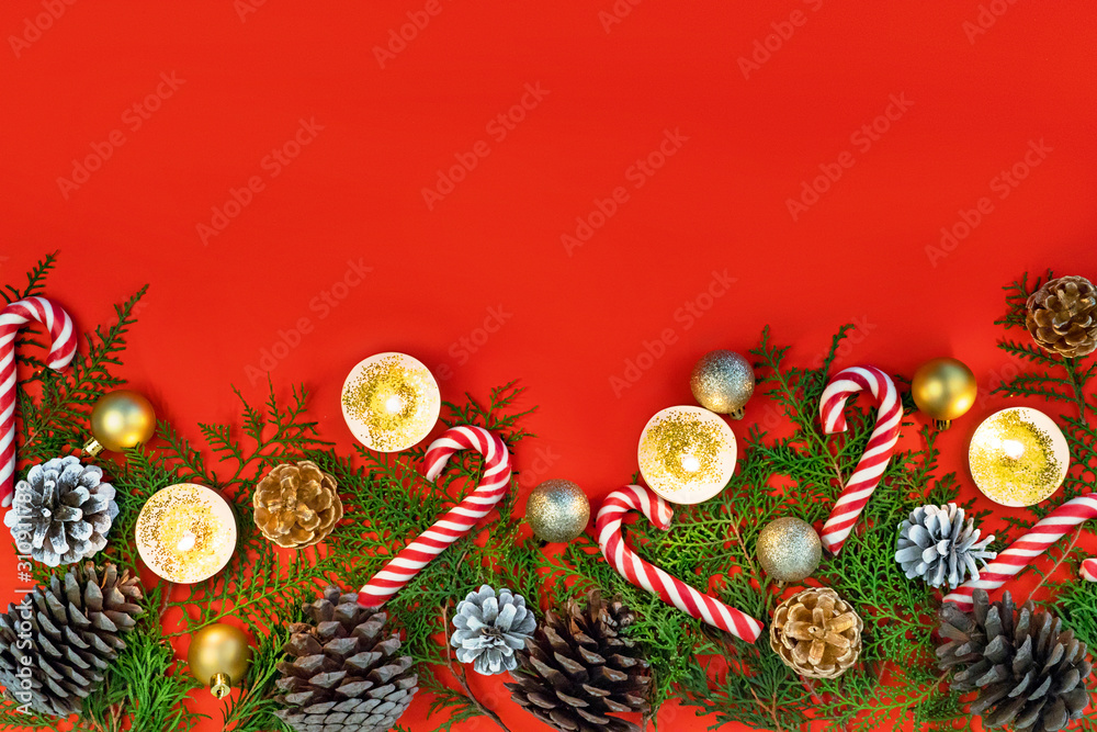 Fototapeta premium New year decor composition.