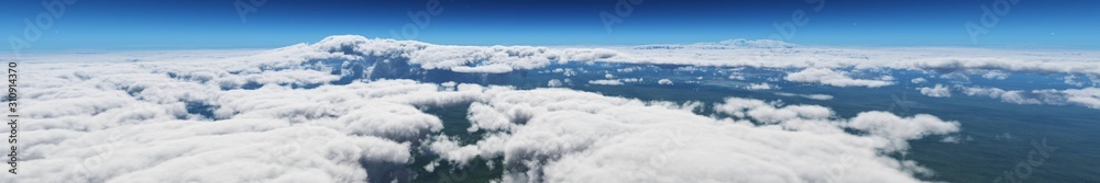 Cloud panorama, view above the clouds, 3D rendering. Cloud panorama, view above the clouds, 3D rendering.