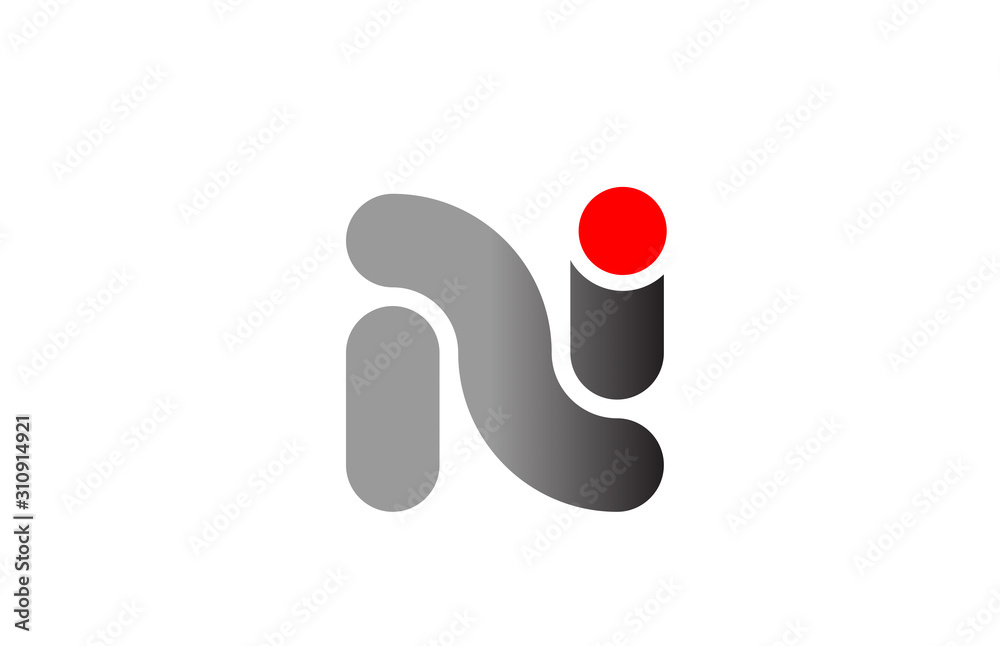 letter N logo alphabet design icon for business grey red letter N logo alphabet design icon for business grey red