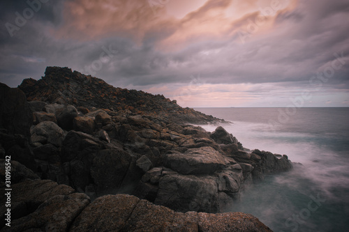 The rocks of the bay of Rovaglioso, in the purple coast.