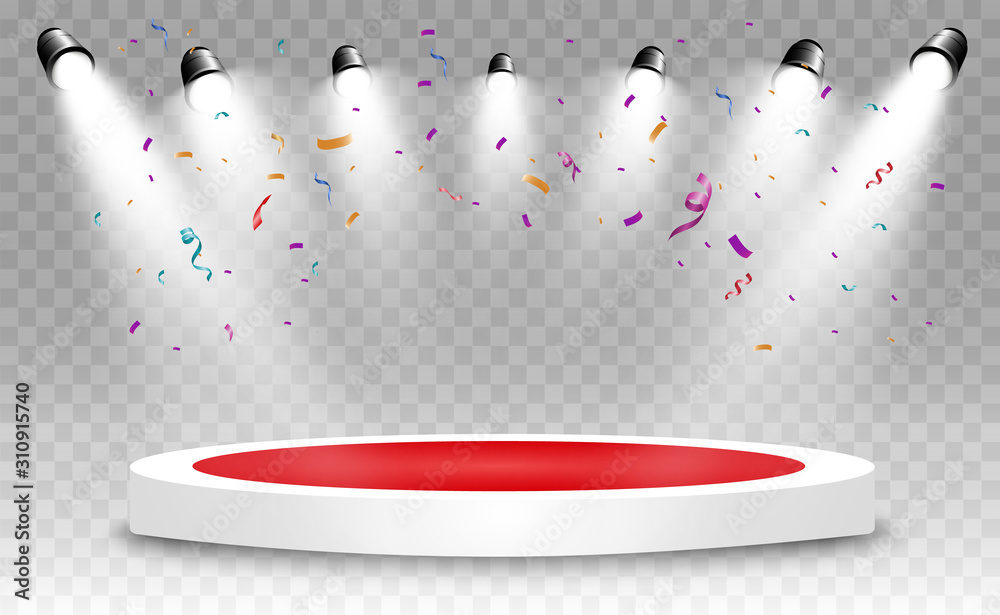 Winner background with signs of first, second and third place on a ...