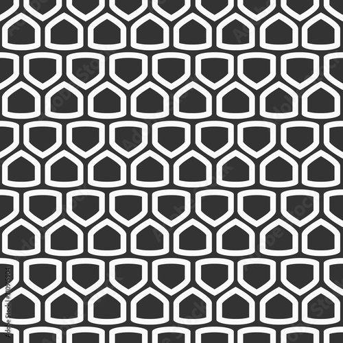 Abstract seamless pattern of regularly repeating geometric shapes, scale.
