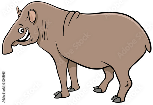 funny tapir cartoon animal character