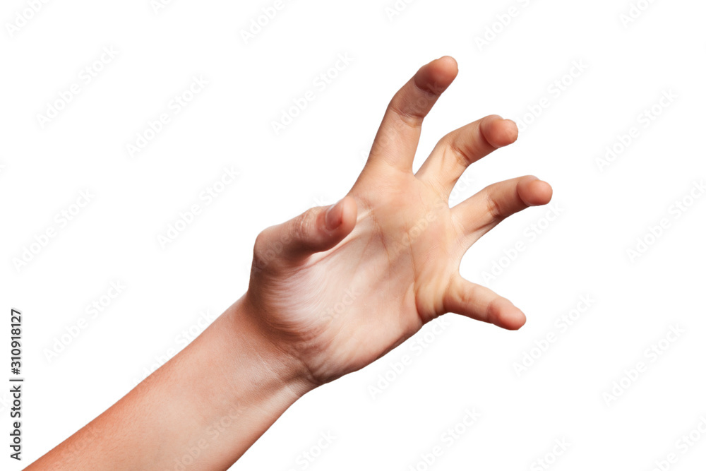 white background - woman takes scratching position white background - woman takes scratching position