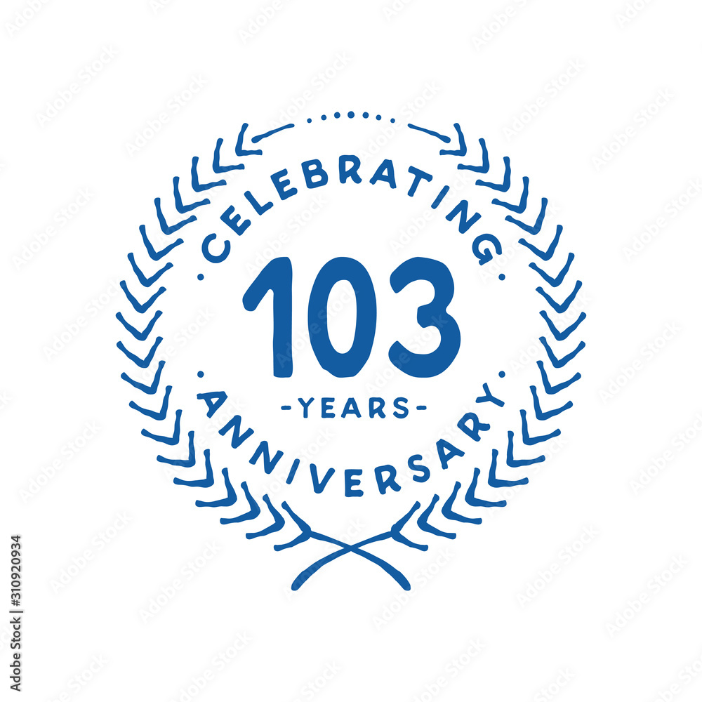 103 years design template. 103rd logo. Vector and illustration. 103 years design template. 103rd logo. Vector and illustration.