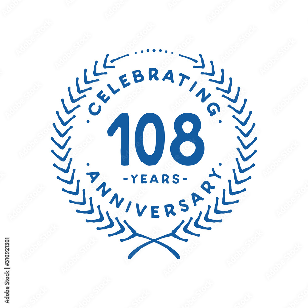 108 years design template. 108th logo. Vector and illustration. 108 years design template. 108th logo. Vector and illustration.