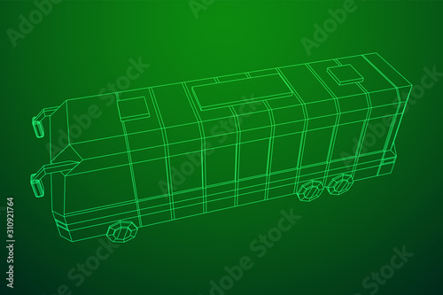 City bus. Wireframe low poly mesh vector illustration. Travel or transportation concept.