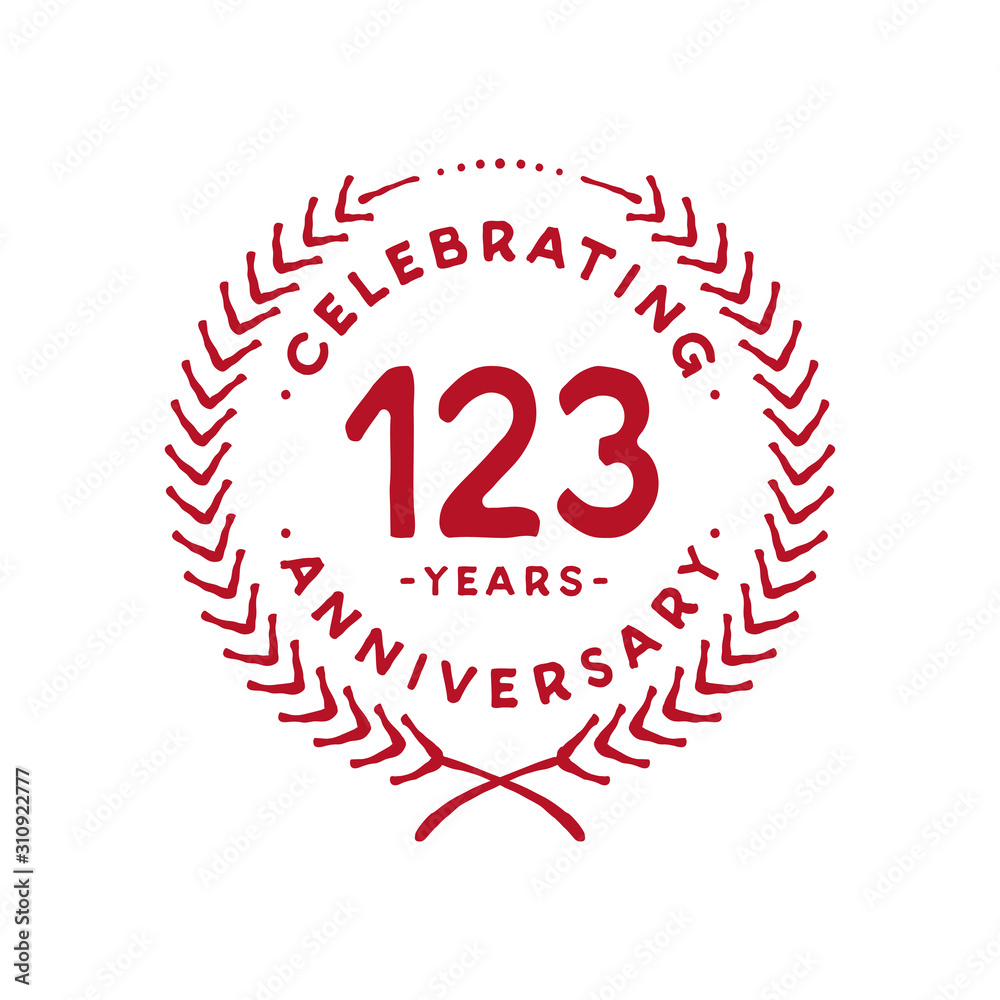 123 years design template. 123rd logo. Vector and illustration. 123 years design template. 123rd logo. Vector and illustration.