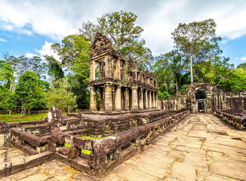 Landscape with Preah Khan Temple, Angkor Thom, Siem Reap,  Cambodia.