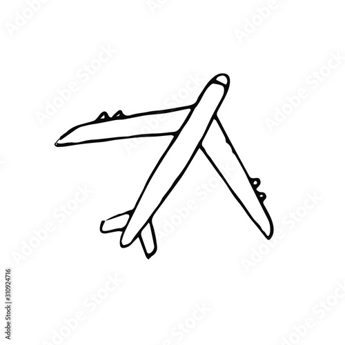 Plane hand drawn sketch icon. Monochrome design element stock vector illustration for web, for print