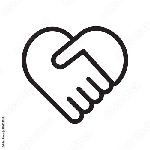 Handshake symbol forming a heart