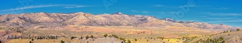 Panorama views of mountains  desert and landscape around Price Canyon Utah from Highway 6 and 191  by the Manti La Sal National Forest in the United States of America. USA.