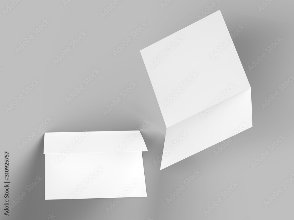 Brochure in square format folded to two - mockup. 3d illustration Brochure in square format folded to two - mockup. 3d illustration