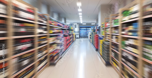 Supermarket blur effect for background, drinks section