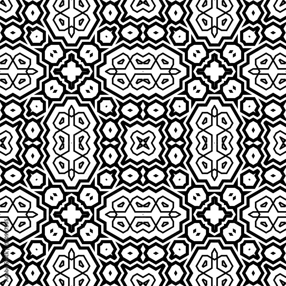 Fototapeta premium Abstract thin line seamless pattern. Linear ornamental geometric background. Wrapping paper. Vector illustration. 