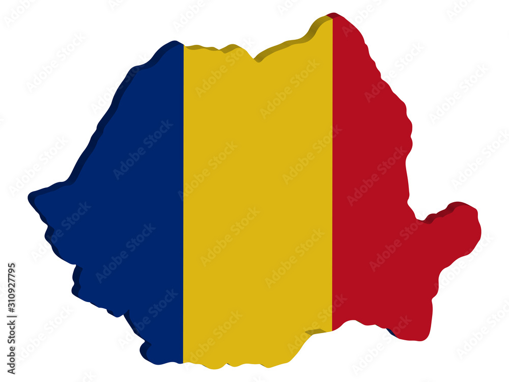 Obraz premium Romania Map flag Vector 3D illustration Eps 10