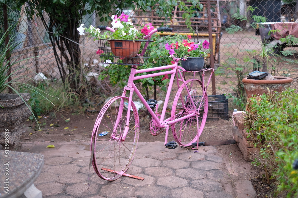 bicicleta en jardin foto de Stock | Adobe Stock