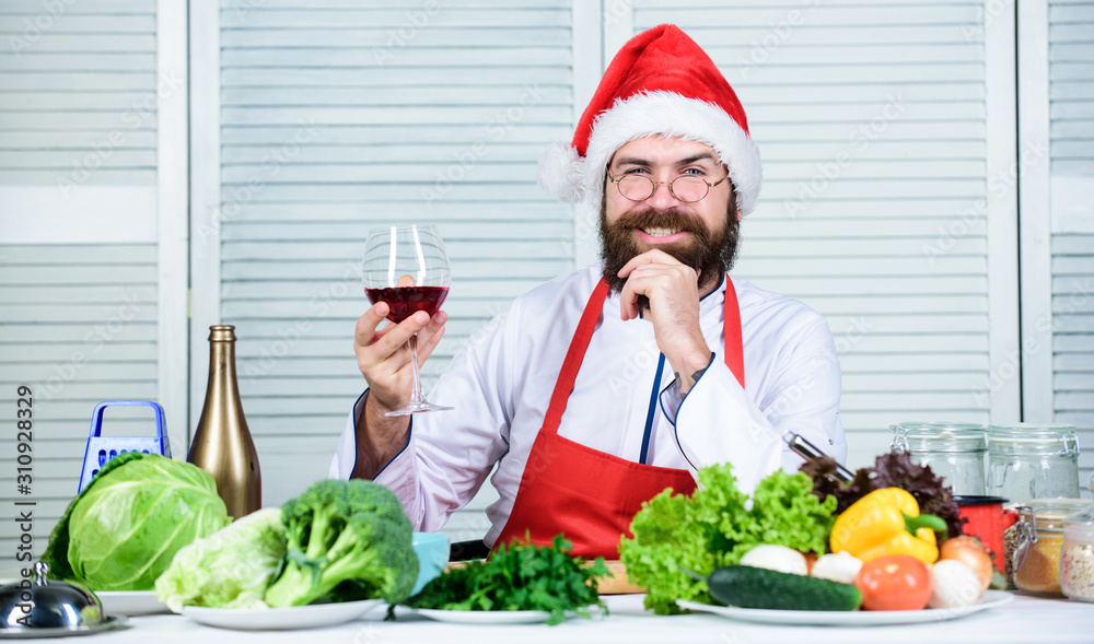 Secret taste recipe. Bearded man cook 