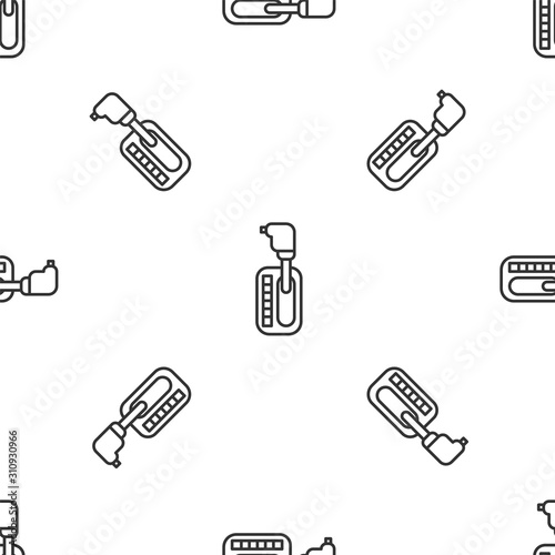 Grey line Gear shifter icon isolated seamless pattern on white background. Transmission icon. Vector Illustration
