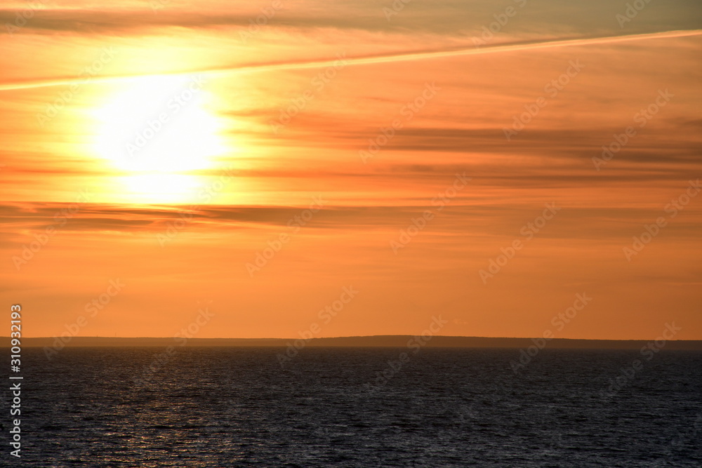 sunset on the gulf of the baltic sea