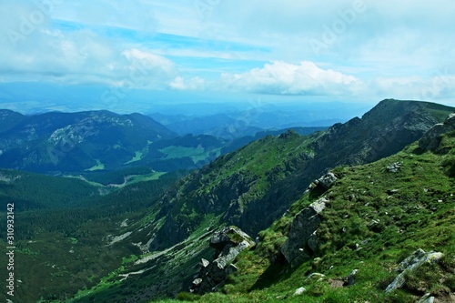 Fototapeta Naklejka Na Ścianę i Meble -  Slovakia-outlook from the peak Dumbier in the Low Tatras