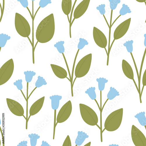 Simple floral vector texture with small hand drawn flowers. Botanical seamless pattern. Romantic background.