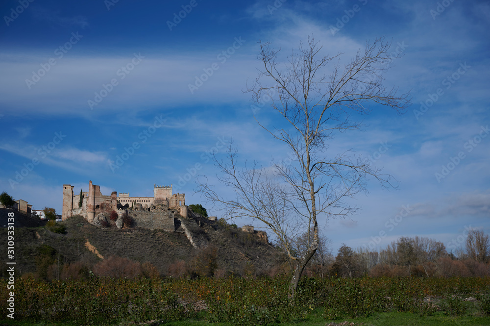 Castle-palace of Escalona of the fifteenth century and Mudejar style in Escalona del Alberche, Toledo_Spain Castle-palace of Escalona of the fifteenth century and Mudejar style in Escalona del Alberche, Toledo_Spain
