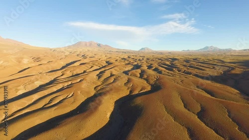 Aerial landscape of the Atacama Desert, Chile, wind erosion,  erosion painted by the red Philippiamra