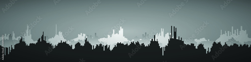 Color City Landscape Generative Art background illustration