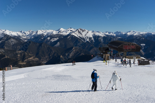 Ski resort on top of mountain. A place with a beautiful view. Andorra, La Massana photo